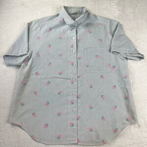Alfred Dunner Vintage Women's pink embroidered Flower Blouse Shirt size 16